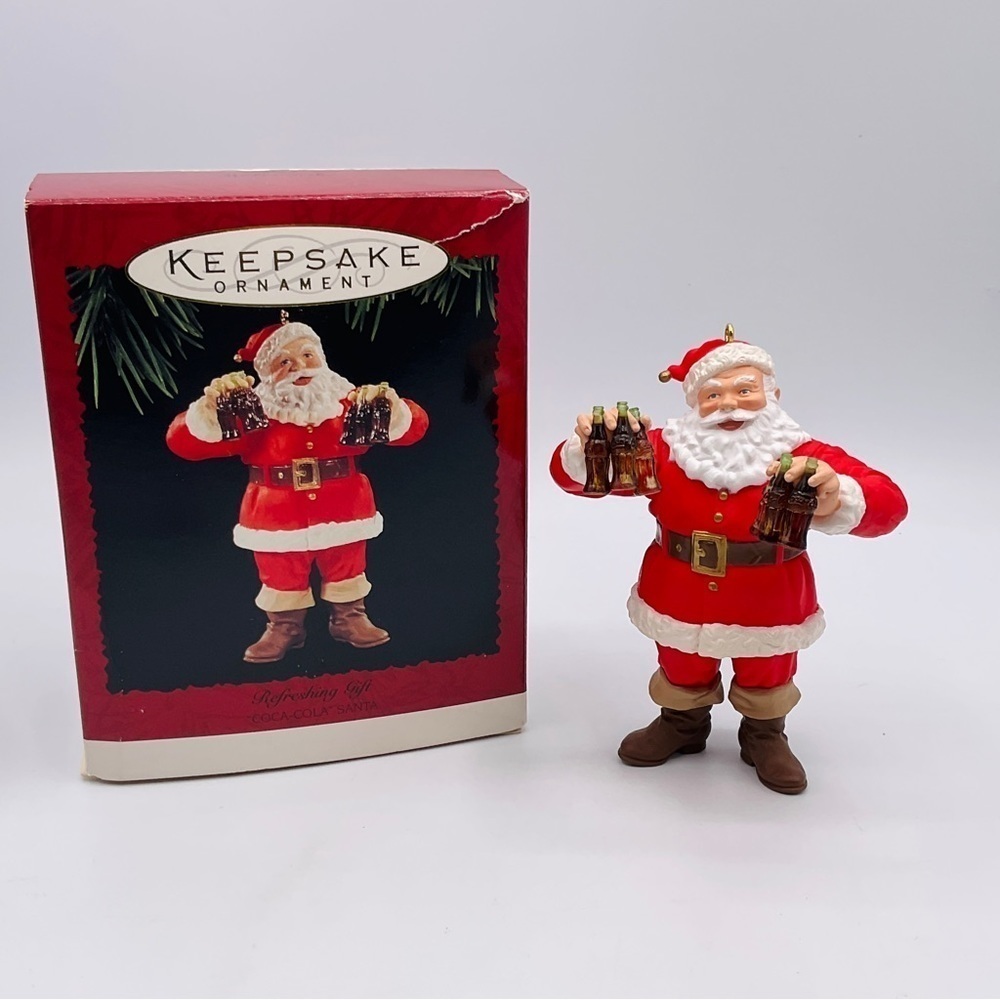 Vtg Hallmark Keepsake Ornament Coca-Cola Santa "Refreshing Gift" 1994 Coke Bott